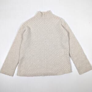 J. Jill Sweater Women's Size Small Cream Mock Neck Cashmere Blend Soft Classic